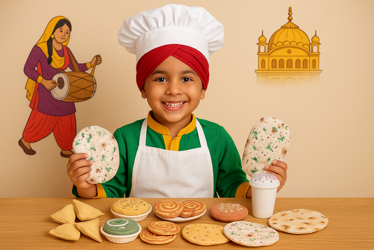 Punjabi Pretend Play Food Set for Kids | Pind Da Tadka Indian Cultural Toy | Punjabi Kitchen Role Play Set | Fabric Food Toys | Montessori Learning Toy