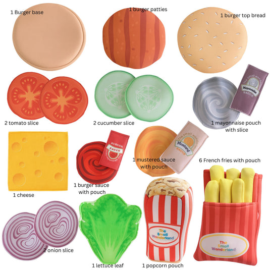 Pretend play Burger ,French fries & popcorn - 25 piece