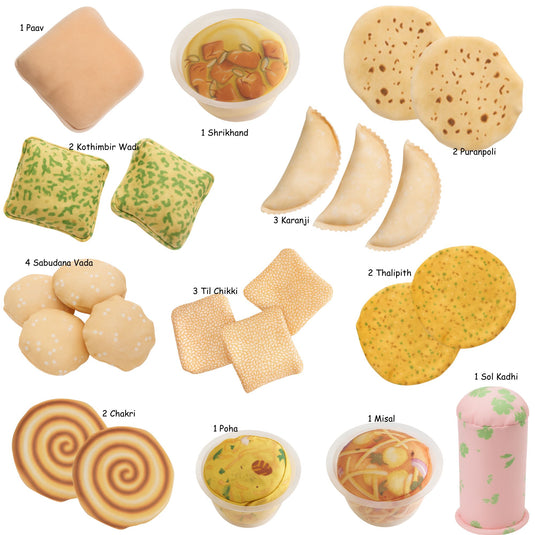 Maratha Samrat Thali -Maharashtrian food Inspired pretend Fabric Toys
