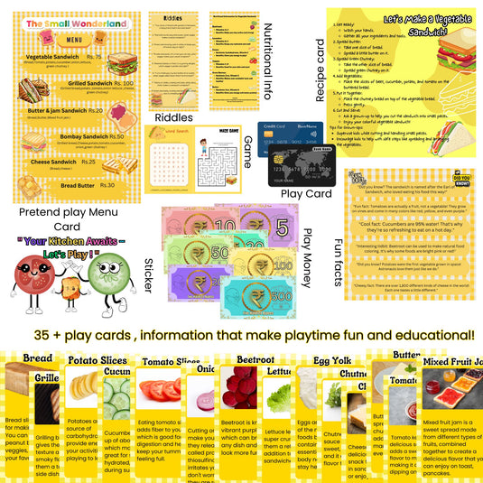 Pretend play Sandwich set - 35 piece Realistic play food set