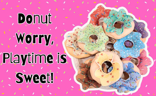 Pretend Play Donut Shop Set – 12 Colorful Fabric Donuts with Play Menu, ATM Cards, Money, and Shop Poster