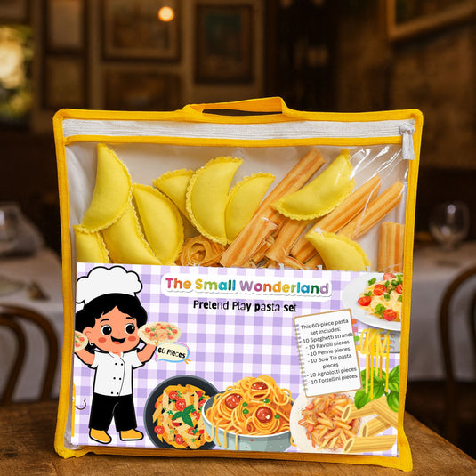 Pretend Play Fabric Pasta Set-60 Pieces-Realistic looking kids play food toys