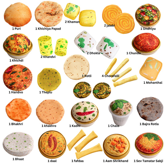 Gujarat Nu Gaurav Thali -35 pieces Gujrati Food Inspired play food toys