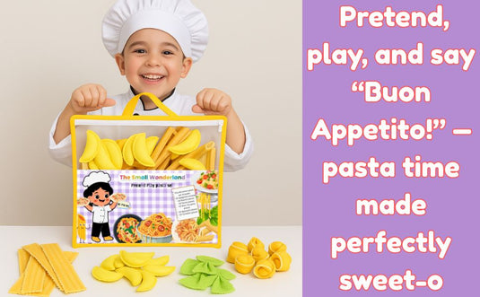 Pretend Play Fabric Pasta Set-60 Pieces-Realistic looking kids play food toys