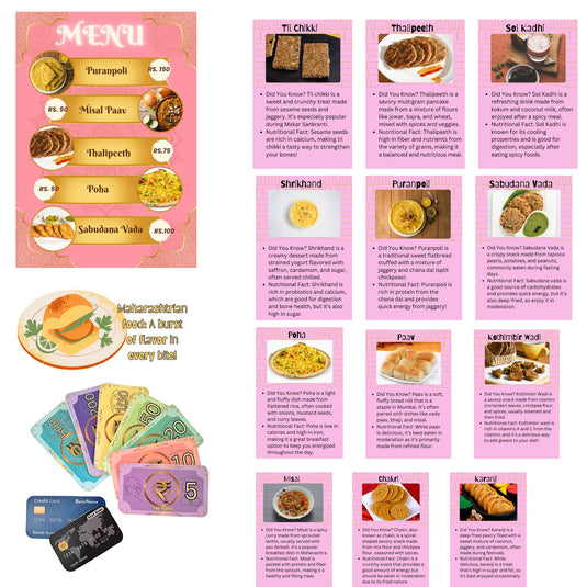 Maratha Samrat Thali -Maharashtrian food Inspired pretend Fabric Toys