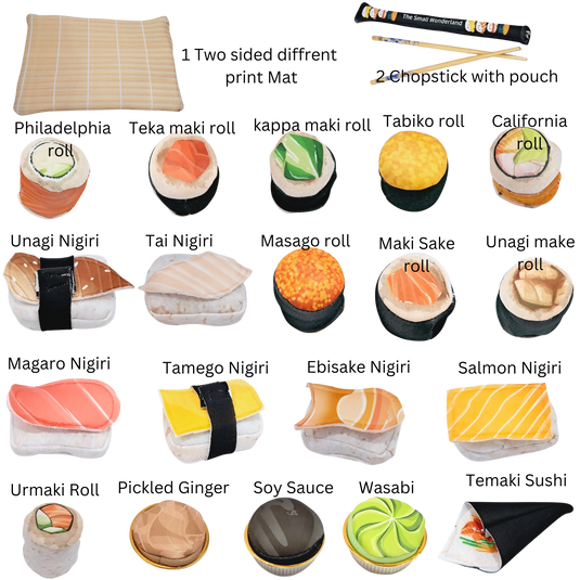 Pretend Play Sushi set of 23 piece- Realistic kids play food set