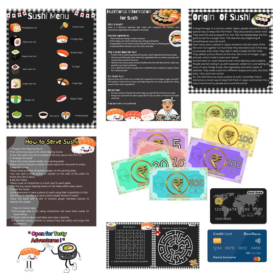 Pretend Play Sushi set of 22 piece- Realistic kids play food set