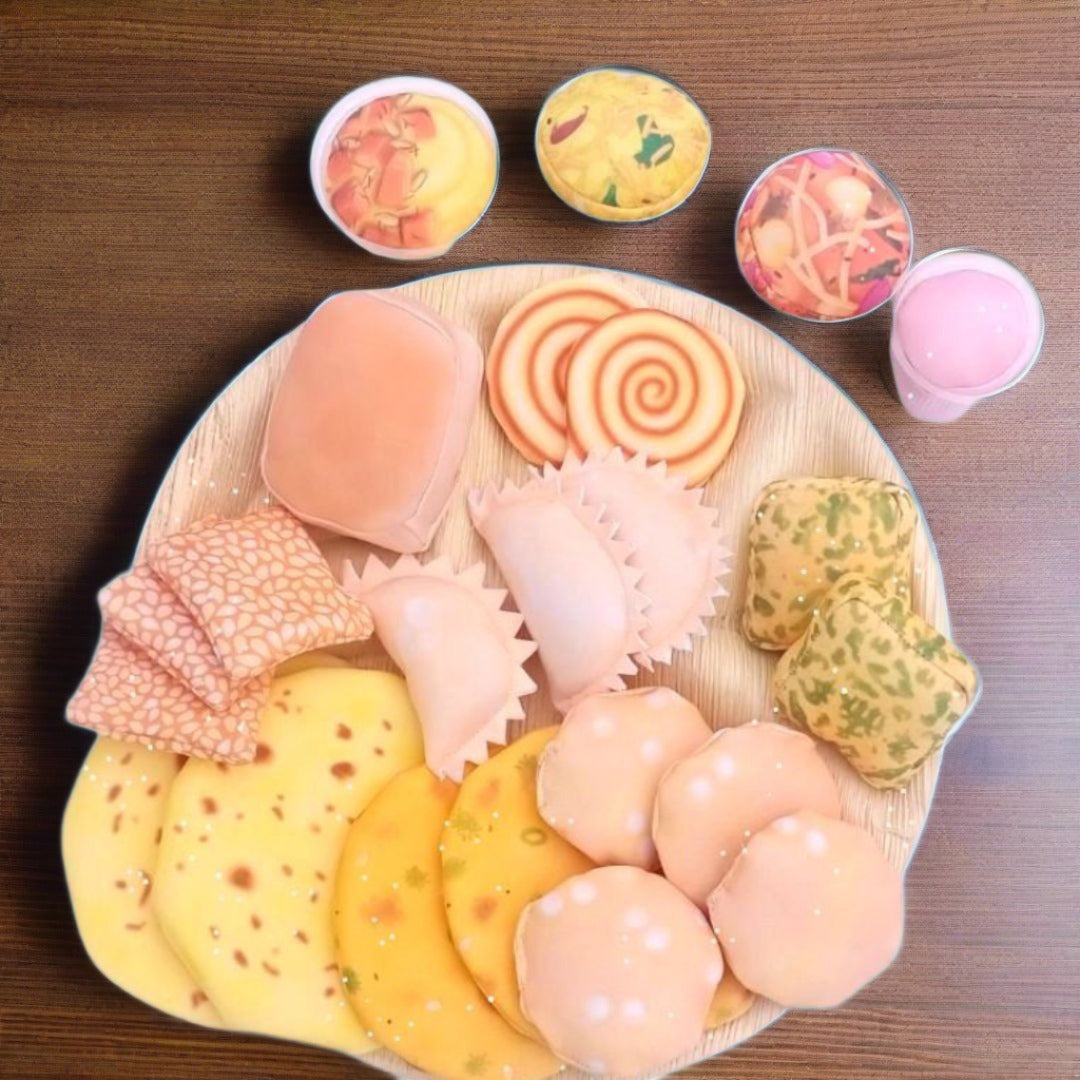 Maratha Samrat Thali -Maharashtrian food Inspired pretend play kitchen /cooking  Fabric Toys