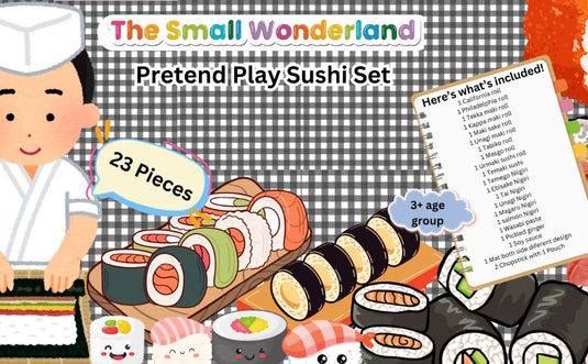 Pretend Play Sushi set of 23 piece- Realistic kids play food set