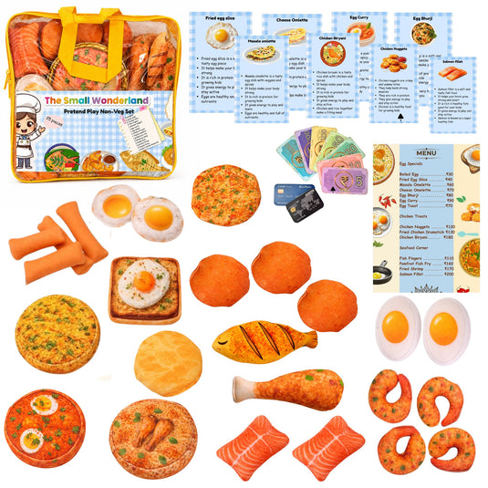 Pretend play Non veg items - 25 piece- Realistic kids play food toys