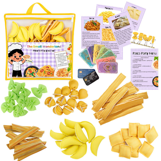 Pretend Play Fabric Pasta Set-60 Pieces-Realistic looking kids play food toys