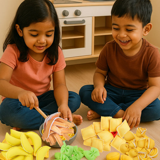 Pretend Play Fabric Pasta Set-60 Pieces-Realistic looking kids play food toys